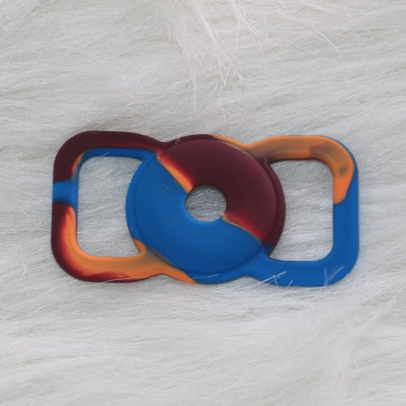 Dog Collar AirTag Holder - Tie Dye Orange, Maroon, Blue Silicone - Picture 2 of 4